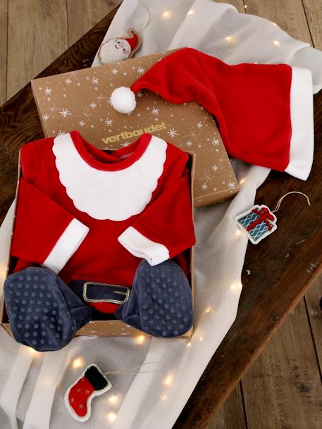 Pyjama père Noël bébé en velours rouge - vertbaudet enfant 