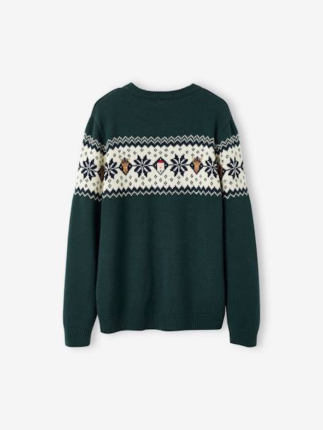 Christmas Jacquard Jumper for Adults, Family Capsule Collection fir green+red - vertbaudet enfant 