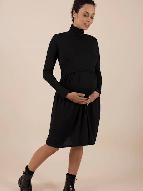 Fine Knit Dress for Maternity,  Fanette Ls by ENVIE DE FRAISE black - vertbaudet enfant 