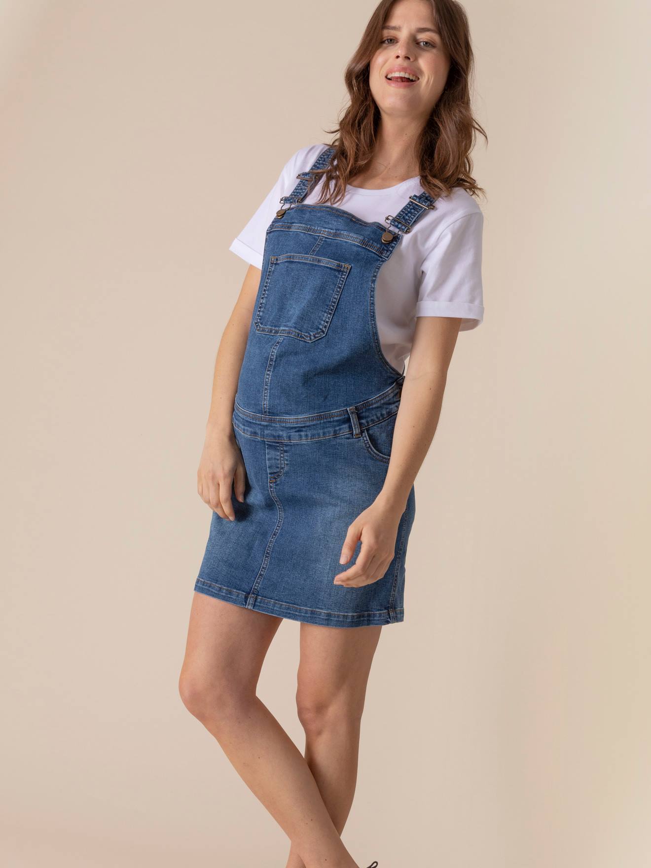 Buy Ed-a-Mamma Blue & White Maternity Pinafore Dress With T-Shirt for  Women's Online @ Tata CLiQ