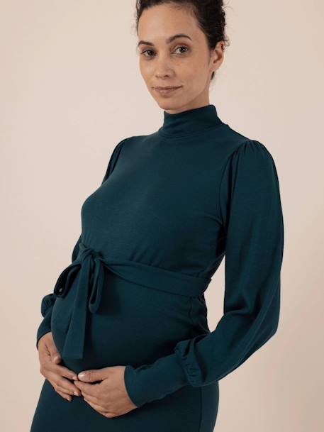 Fine Knit Jumper Dress for Maternity, Irina Ls by ENVIE DE FRAISE fir green - vertbaudet enfant 