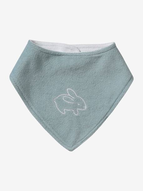 Lot de 3 bavoirs bandanas en éponge bleu grisé+lot rose - vertbaudet enfant 