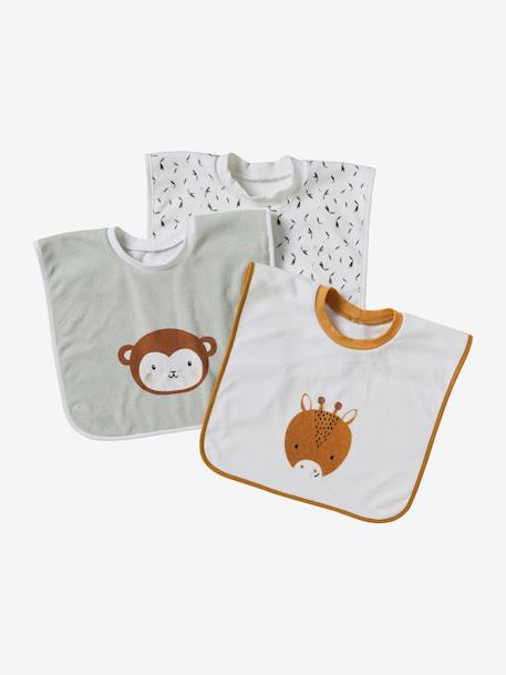 Set of 3 Animals Bibs, Easy to Put On ecru - vertbaudet enfant 