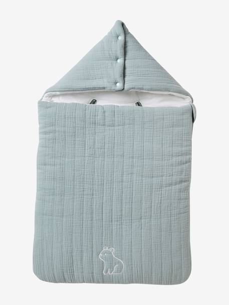 Nid d'ange léger en gaze de coton bleu grisé+rose - vertbaudet enfant 