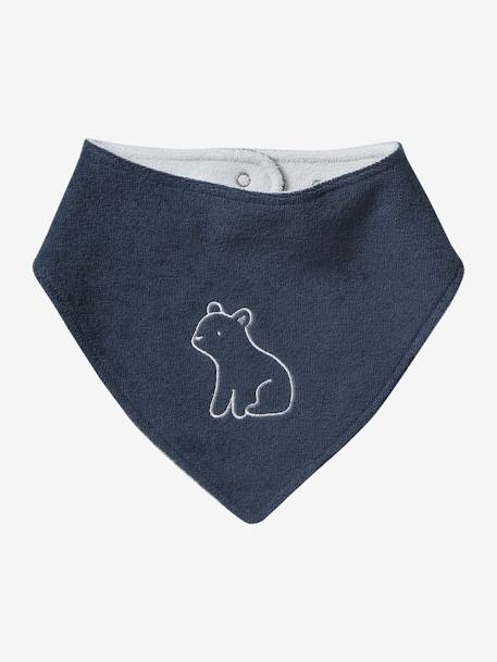 Lot de 3 bavoirs bandanas en éponge bleu grisé+lot rose - vertbaudet enfant 