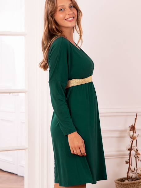 Eco-Friendly Maternity Dress, Felicineor Ls by ENVIE DE FRAISE fir green - vertbaudet enfant 