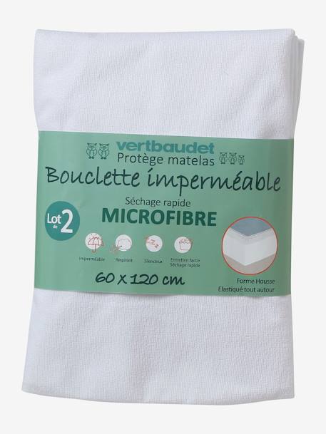 Lot de 2 alèses microfibre ultra absorbantes blanc - vertbaudet enfant 