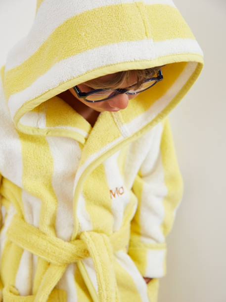 Peignoir de bain enfant rayures TRANSAT rayé jaune+rayé violet - vertbaudet enfant 