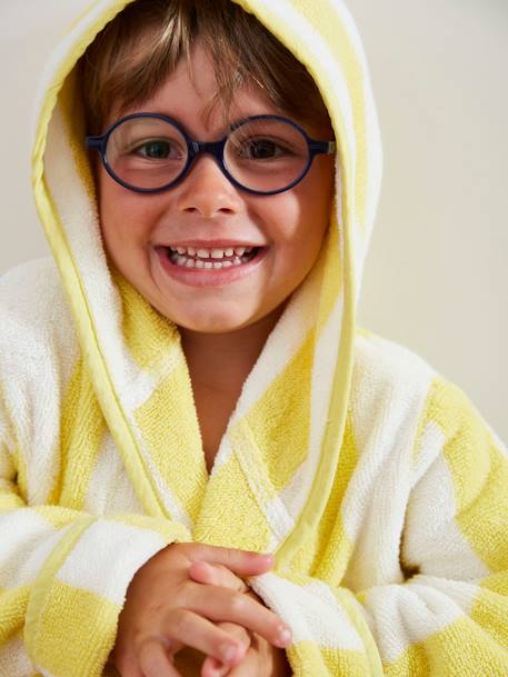 Peignoir de bain enfant rayures TRANSAT rayé jaune+rayé violet - vertbaudet enfant 