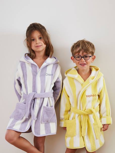 Striped Bathrobe for Children, Transat striped violet+striped yellow - vertbaudet enfant 