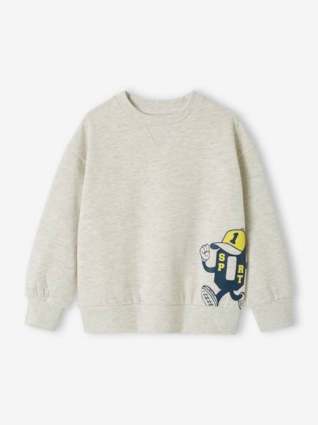 Sports Sweatshirt with Mascot Motif on the Front & Back for Boys marl white - vertbaudet enfant 