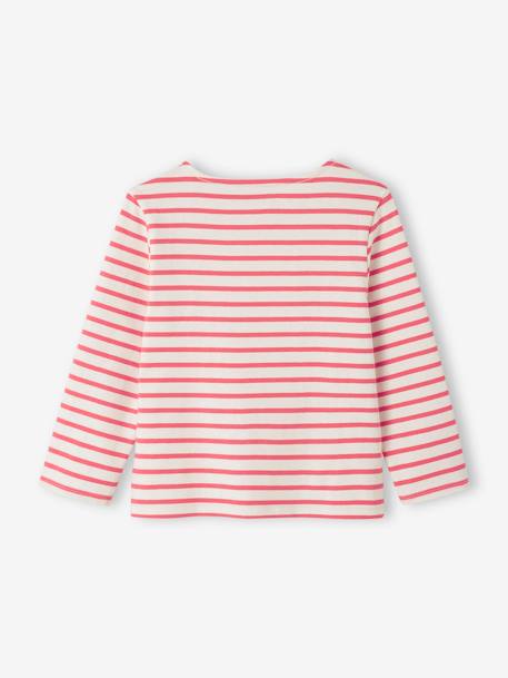 Tee-shirt marinière personnalisable effet molleton fille manches longues rayé gris+rayé rouge - vertbaudet enfant 