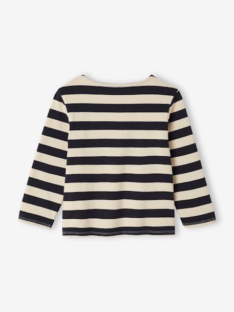 Sailor-Like Top, Long Sleeves, for Girls striped grey+striped red - vertbaudet enfant 