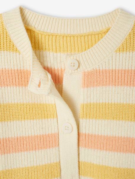 Striped Cardigan in Shimmery Rib Knit for Girls mauve+peach - vertbaudet enfant 