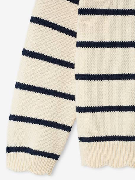 Pull fille marinière fantaisie marine+rayé marine - vertbaudet enfant 