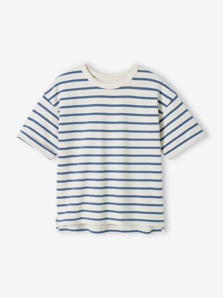 Striped Short Sleeve T-Shirt for Children striped blue - vertbaudet enfant 