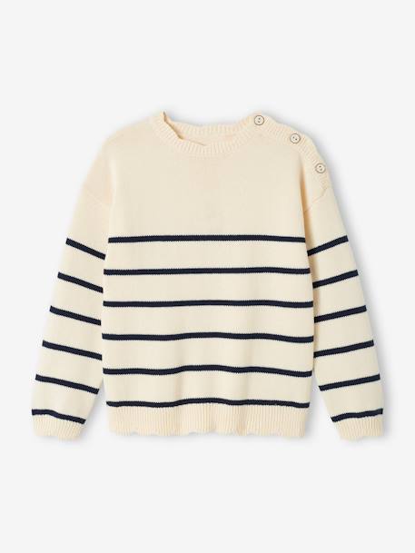 Pull fille marinière fantaisie marine+rayé marine - vertbaudet enfant 