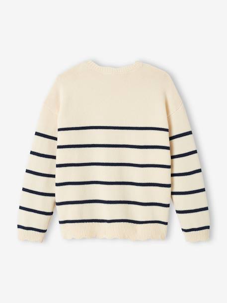 Pull fille marinière fantaisie marine+rayé marine - vertbaudet enfant 