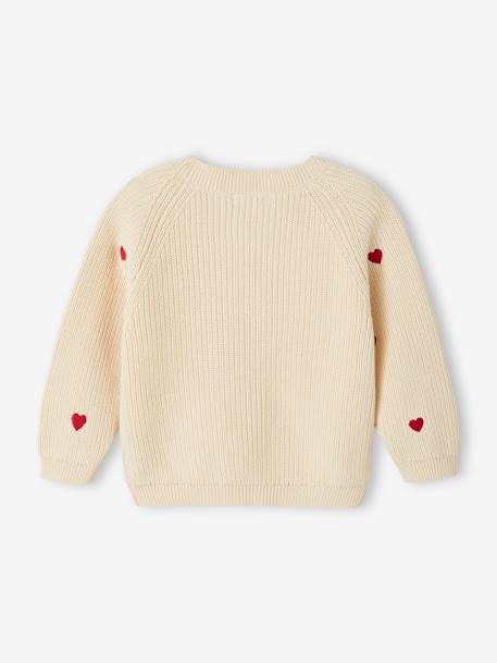 Gilet bébé brodé en côtes anglaises écru+marine+vert d'eau - vertbaudet enfant 