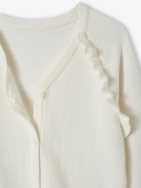 Gilet fille à volants cérémonie beige doré+écru+rose pâle+vert - vertbaudet enfant 
