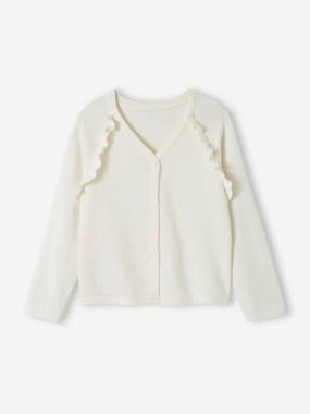 Fille-Pull, gilet, sweat-Gilet fille à volants cérémonie