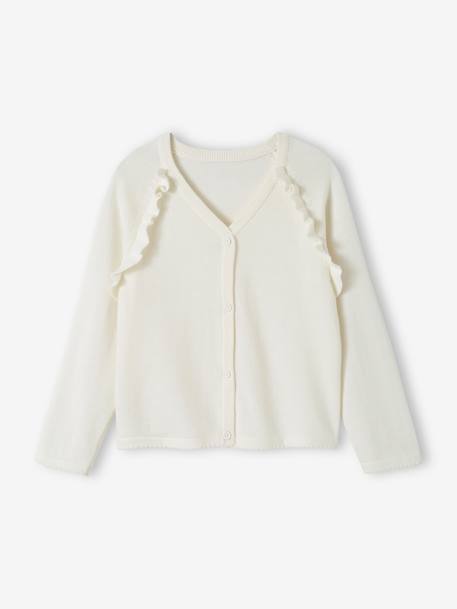 Gilet fille à volants cérémonie beige doré+écru+rose pâle+vert - vertbaudet enfant 