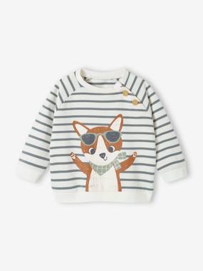 -Striped Fleece Sweatshirt for Babies