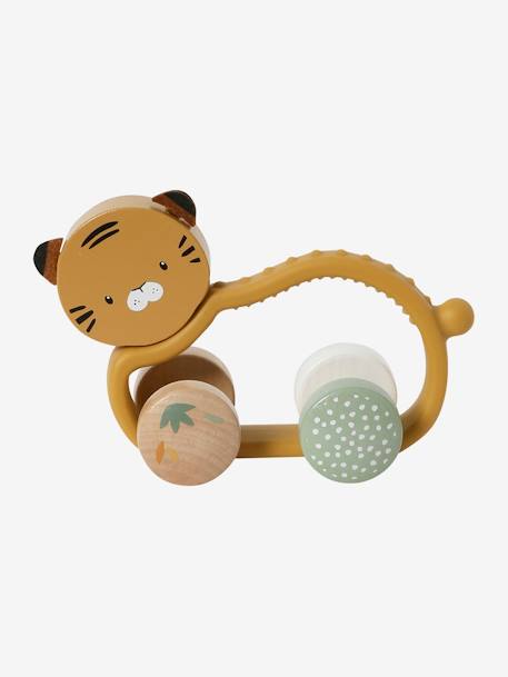 Tiger Rattle in FSC®100% Wood & Silicone orange - vertbaudet enfant 