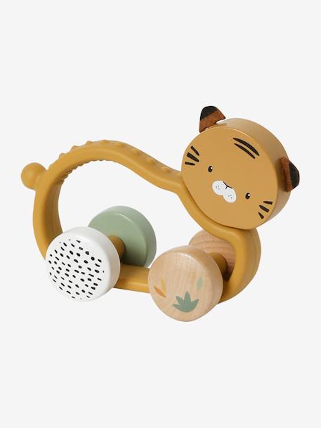 Hochet tigre en silicone et bois FSC® TANZANIE orange - vertbaudet enfant 