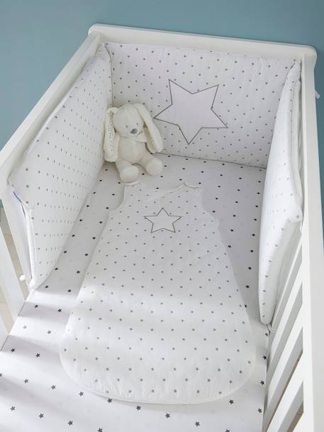 Drap housse blanc étoilé pour lit bébé - Livraison 24/48h