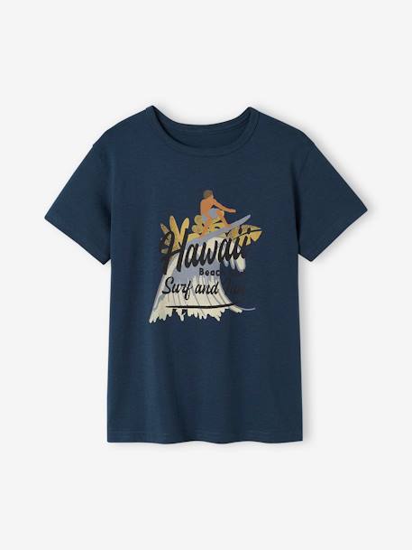 T-shirt garçon motifs graphiques manches courtes blanc+bleu nuit+vert d'eau - vertbaudet enfant 