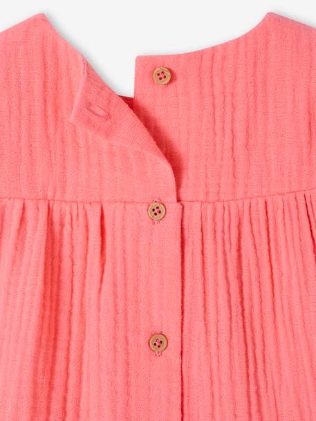 Dress in Cotton Gauze for Babies coral+vanilla - vertbaudet enfant 