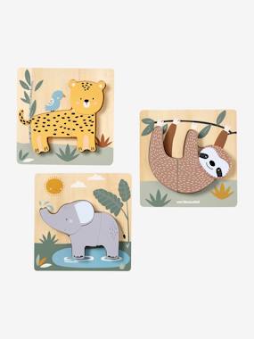 Pack of 3 Chunky Puzzles in FSC® Wood - Tanzania  - vertbaudet enfant