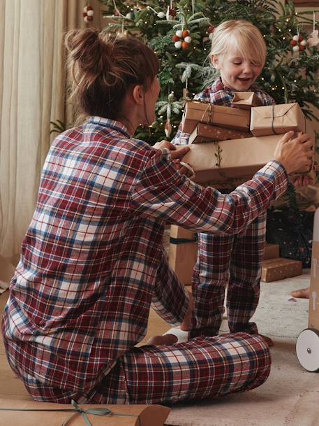 Flannel Pyjamas for Adults, 'Happy Family' Capsule Collection chequered red - vertbaudet enfant 