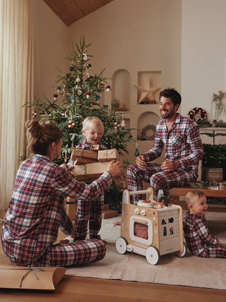 Christmas Sleepsuit in Flannel for Babies, Special Family Capsule Collection chequered red - vertbaudet enfant 