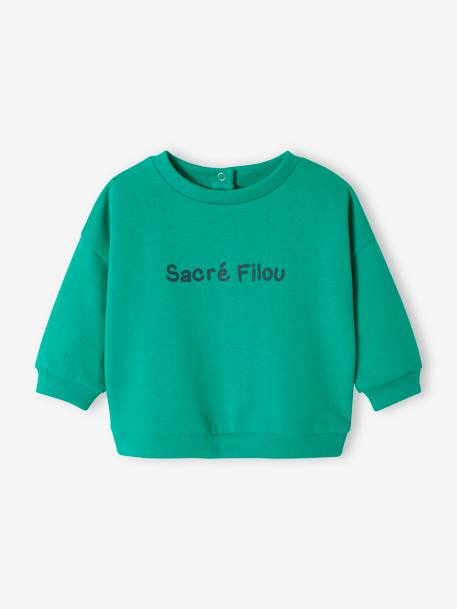 Basics Sweatshirt in Fleece for Babies blue+mint green - vertbaudet enfant 