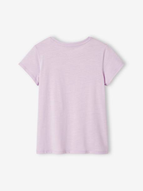 Sports T-Shirt with Iridescent Stripes for Girls green+lilac+rosy+WHITE LIGHT SOLID WITH DESIGN - vertbaudet enfant 
