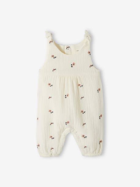 Combinaison bébé naissance en gaze de coton beige+blanc+écru+tilleul imprimé - vertbaudet enfant 