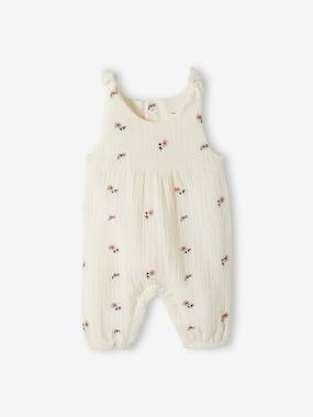 Jumpsuit for Newborn Babies, Embroidery in Cotton Gauze  - vertbaudet enfant