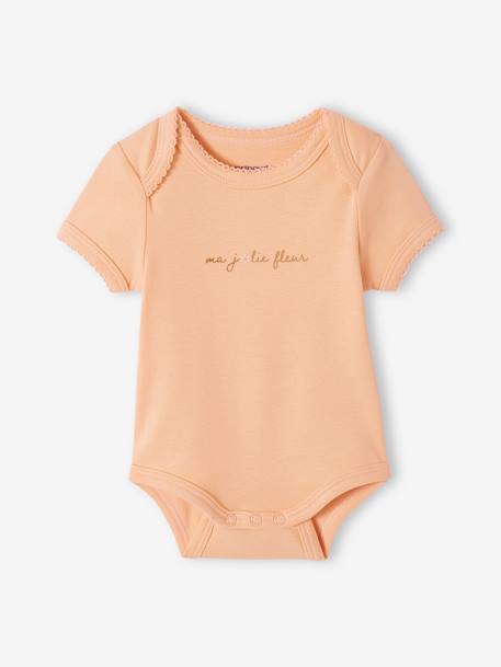Set of 3 Progressive Bodysuits in Organic Cotton, for Babies rosy apricot - vertbaudet enfant 