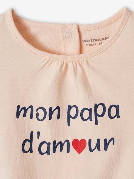 T-shirt à message bébé en coton biologique écru+rose pâle - vertbaudet enfant 