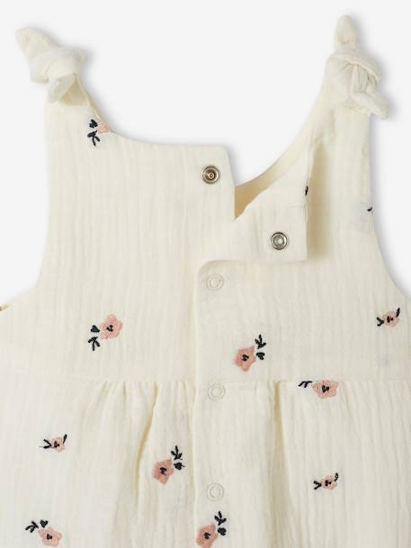 Combinaison bébé naissance en gaze de coton beige+blanc+écru+tilleul imprimé - vertbaudet enfant 