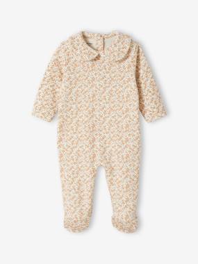 Baby-Pyjamas & Sleepsuits-Floral Sleepsuit in Interlock Fabric for Babies