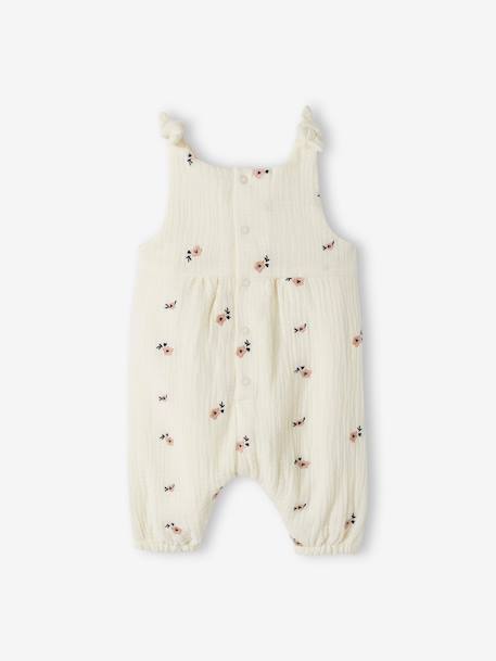 Jumpsuit for Newborn Babies, Embroidery in Cotton Gauze cocoa+ecru+Light Green/Print+pale pink+PURPLE MEDIUM SOLID WITH DESIG - vertbaudet enfant 