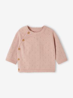 Baby-Jumpers, Cardigans & Sweaters-Jumpers-Openwork Jumper with Front Fastening, for Babies