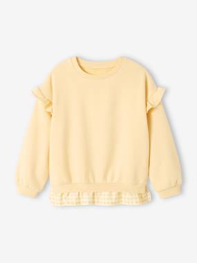 -Dual Fabric Sweatshirt with Ruffles for Girls