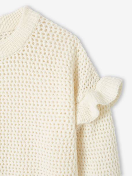 Pull à volants en maille fantaisie fille corail+vanilla - vertbaudet enfant 