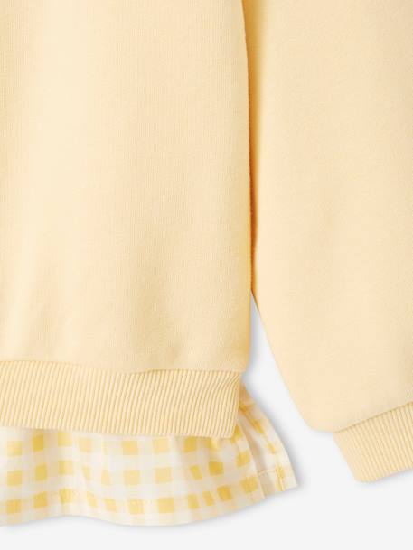 Dual Fabric Sweatshirt with Ruffles for Girls pastel yellow+sweet pink - vertbaudet enfant 