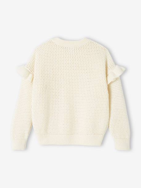 Pull à volants en maille fantaisie fille corail+vanilla - vertbaudet enfant 