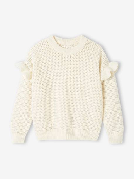 Pull à volants en maille fantaisie fille corail+vanilla - vertbaudet enfant 